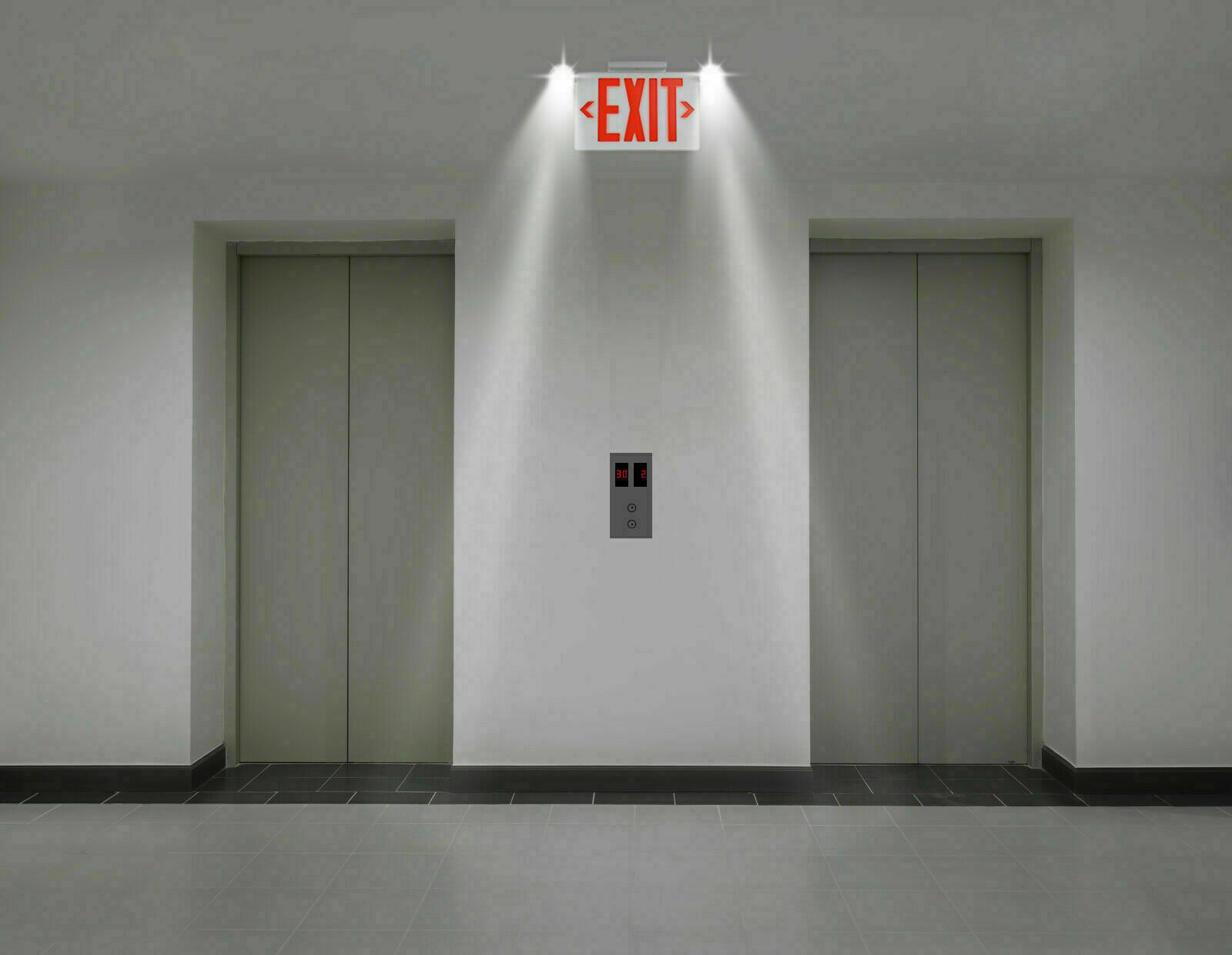 2-Pack Red LED Exit Emergency Sign Lights US Battery Backup Emergency Lighting