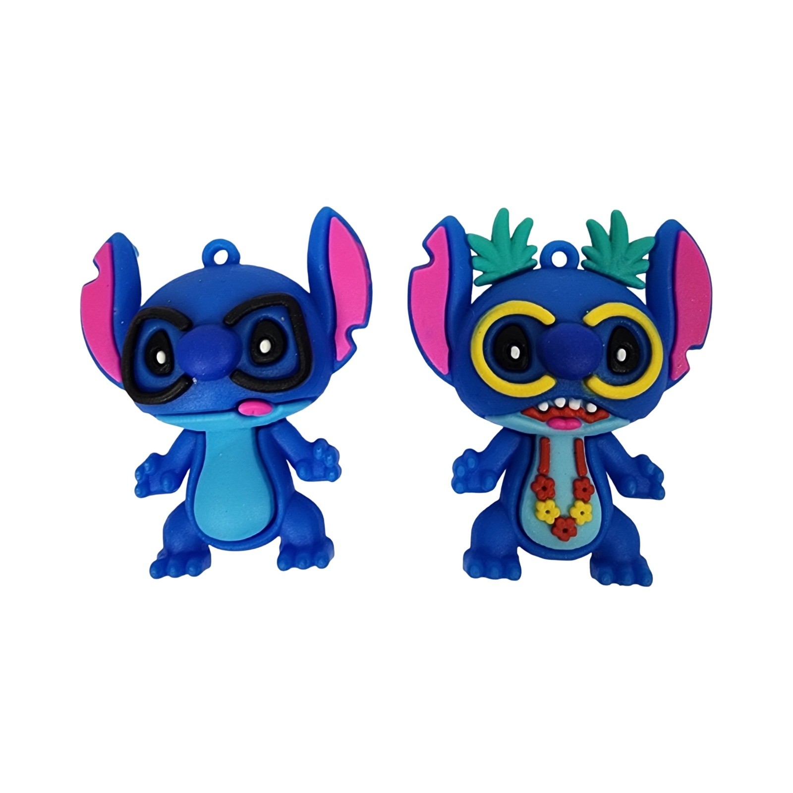Disney Stitch Charms Kawaii Blue Character Keychain Bag Pendant Accessory Set