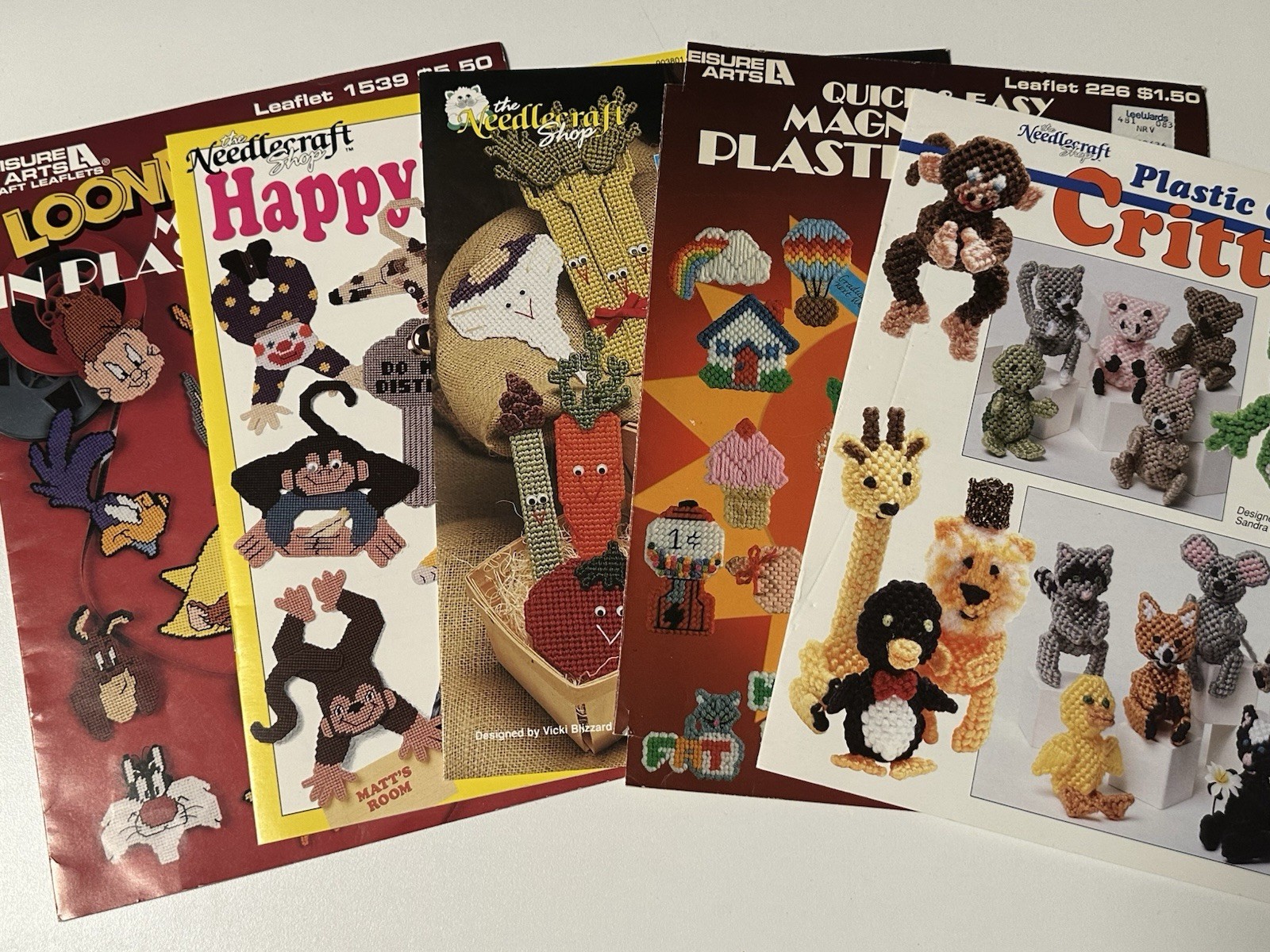 Plastic Canvas Craft Pattern Booklets Vintage Needlecraft Set of 5