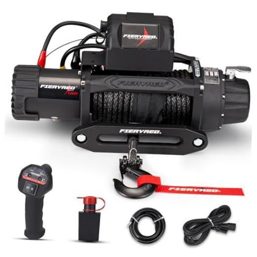 13000 lb Winch, 12V IP67 Waterproof Electric 13000LBS Black-Synthetic Rope