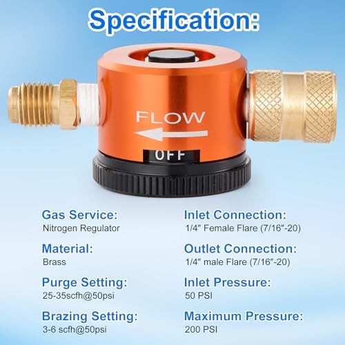 Nitrogen Purge Tool, HVAC Nitrogen Flow Regulator, 3-Point Controlling