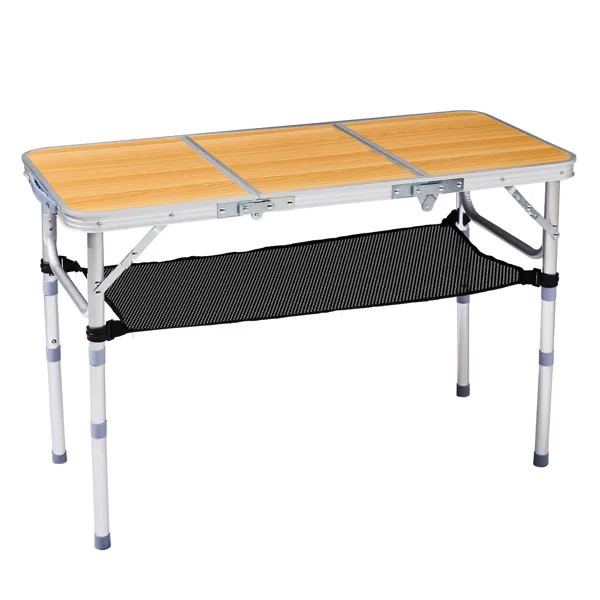 Folding Table Half Portable Picnic Table Adjustable Height for Camping Outdoor
