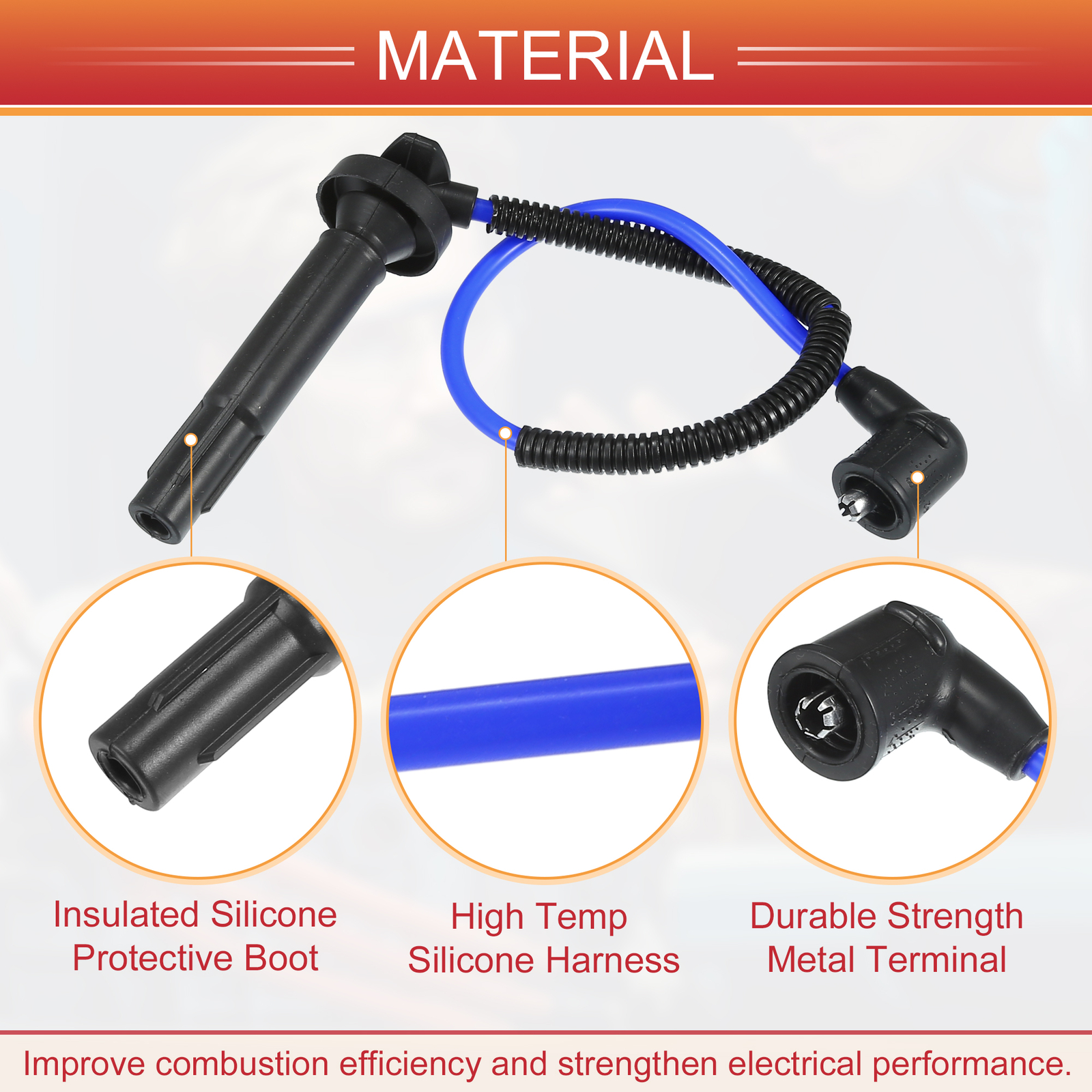 4pcs Spark Plug Wire Ignition Coil Cable No.22454-AA140 for Subaru Forester
