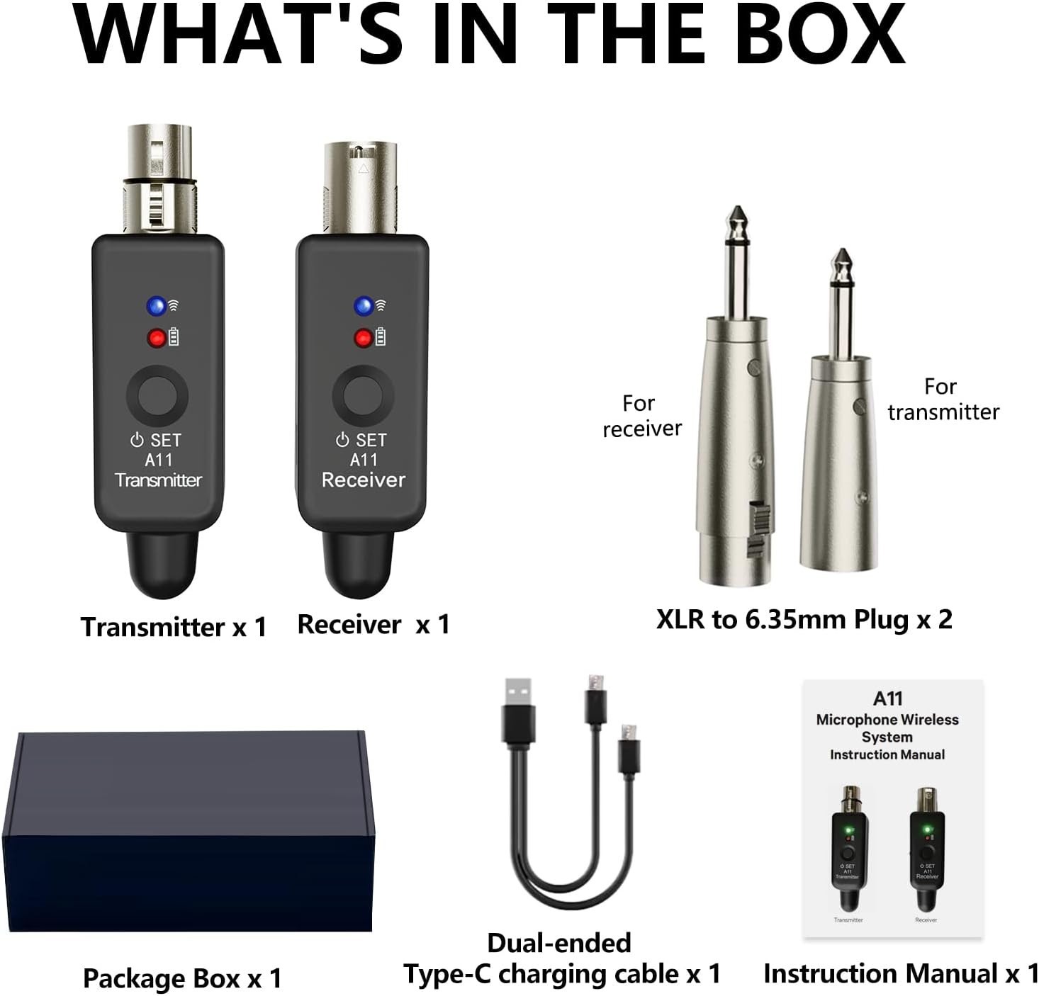 Wireless XLR Microphone System for Dynamic Microphone PA System and Audio Mixer