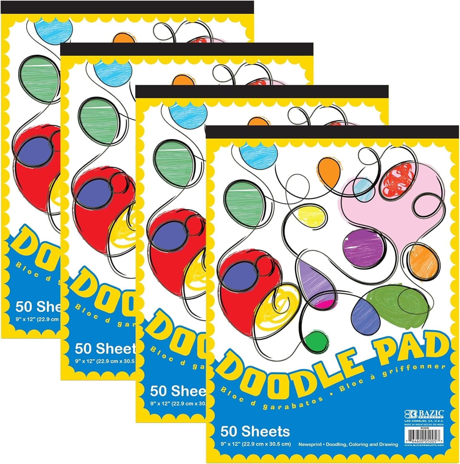 4 Pack  Drawing Scribble Pad Doodle Coloring Paper Art Craft Kids 50 Sheet