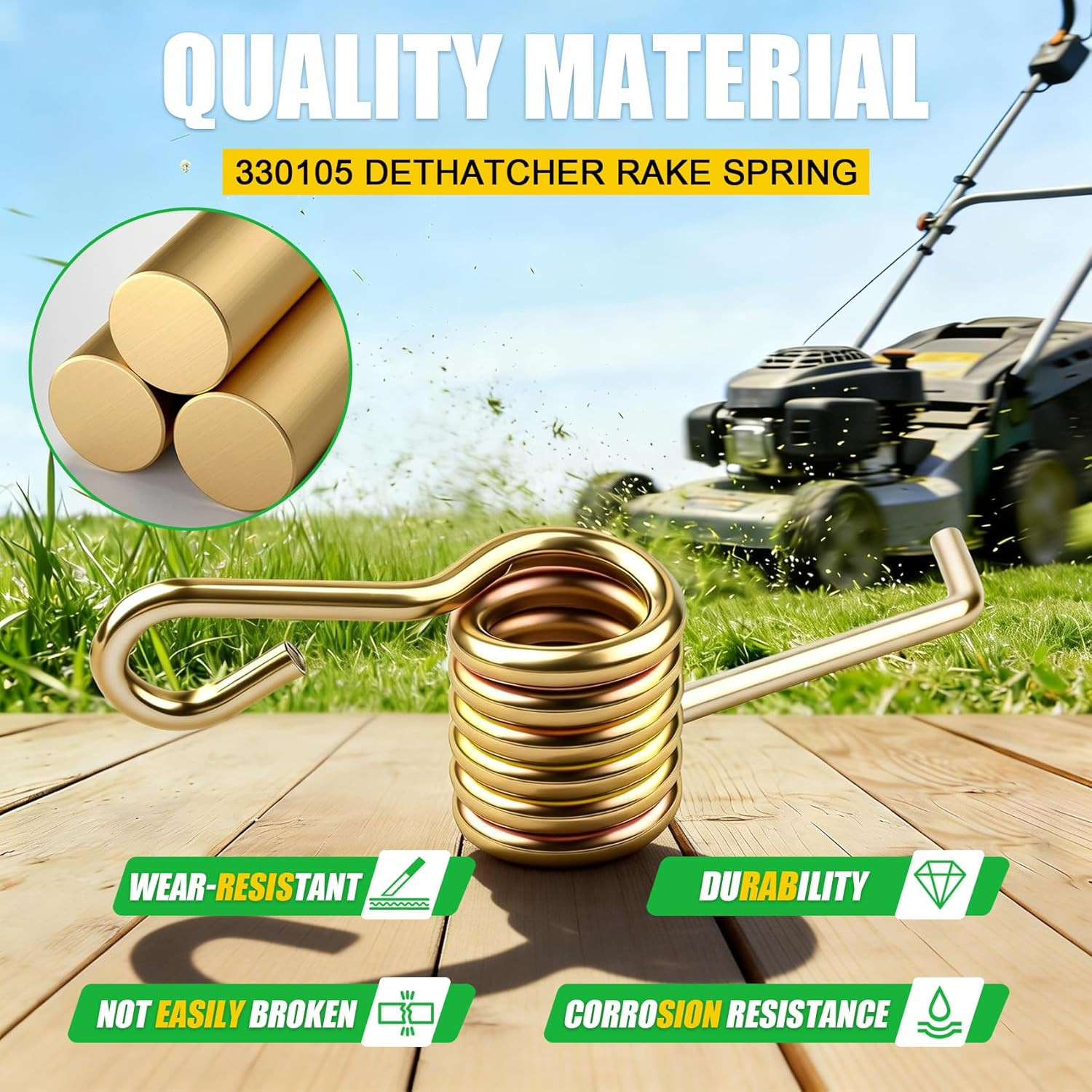 Spring 3-Pack Lawn Rake Dethatcher Tension Adjustment Thatch Removal Maxpower