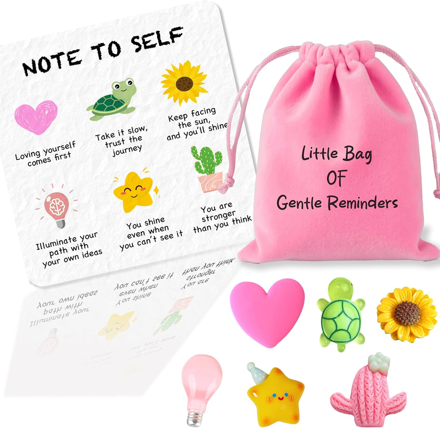 Inspirational Gift with Positive Affirmation Card & 6 Resin Figurines | Gentle R
