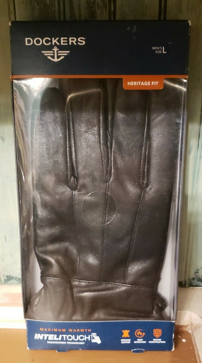 Dockers Leather Gloves Heat Retention Lining Intelitouch Large
