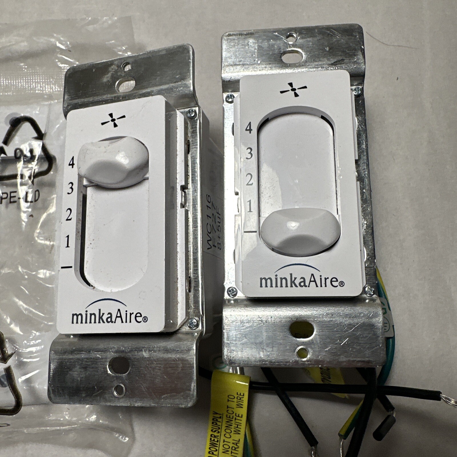 (2) MinkaAire WC116 4 Speed Fan Controls - White