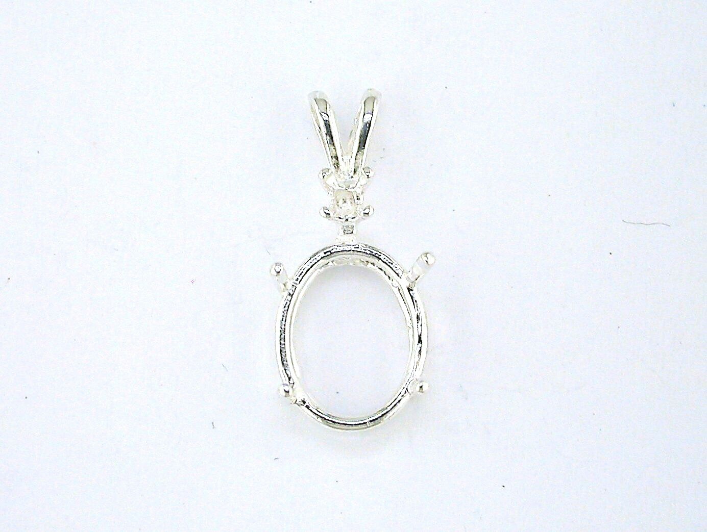 Oval Single Accent Pendant Setting Sterling Silver