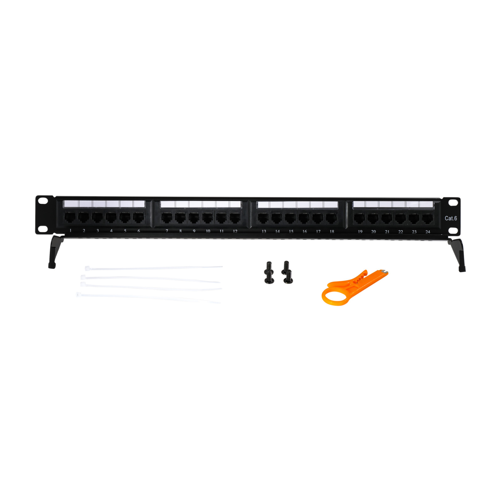 24 port Patch Panel, Cat6 Cat5e Cat5, 110 Type (568A/B)