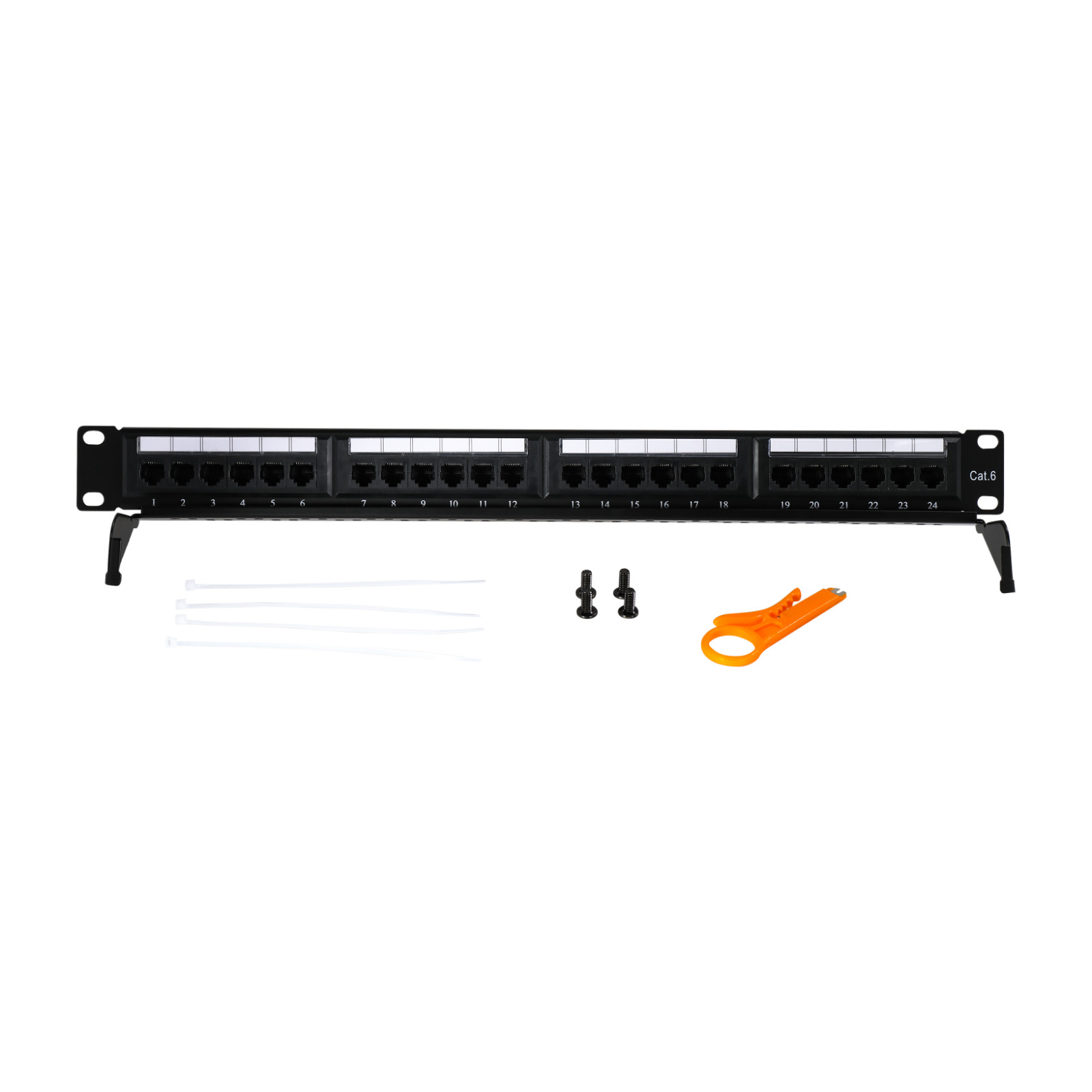 24 port Patch Panel, Cat6 Cat5e Cat5, 110 Type (568A/B)