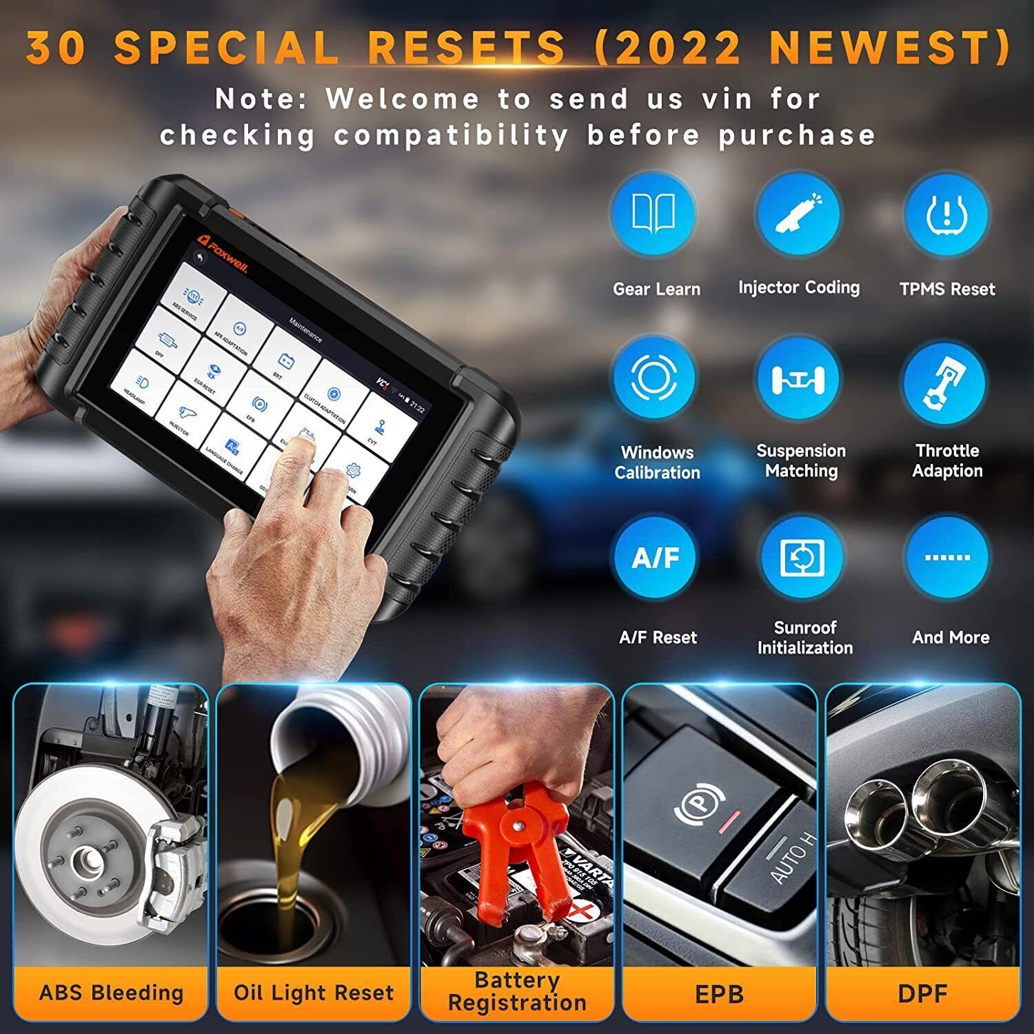 FOXWELL NT809BT OBD2 Scanner Bidirectional Diagnostic Tool Key Coding DPF TPMS