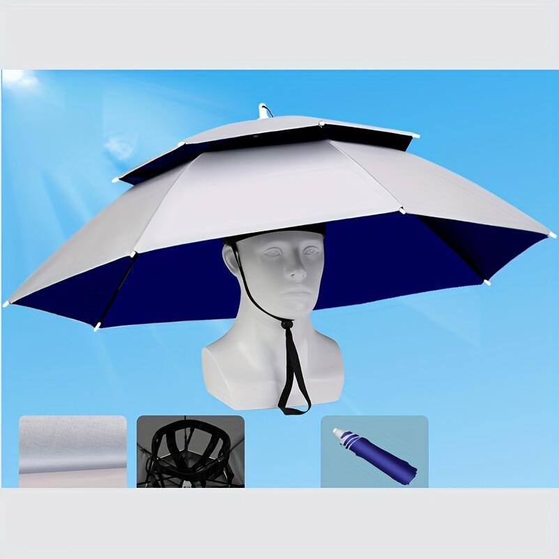 1pc Ultimate Double Layers Umbrella Hat - Adjustable Head Mount Protection