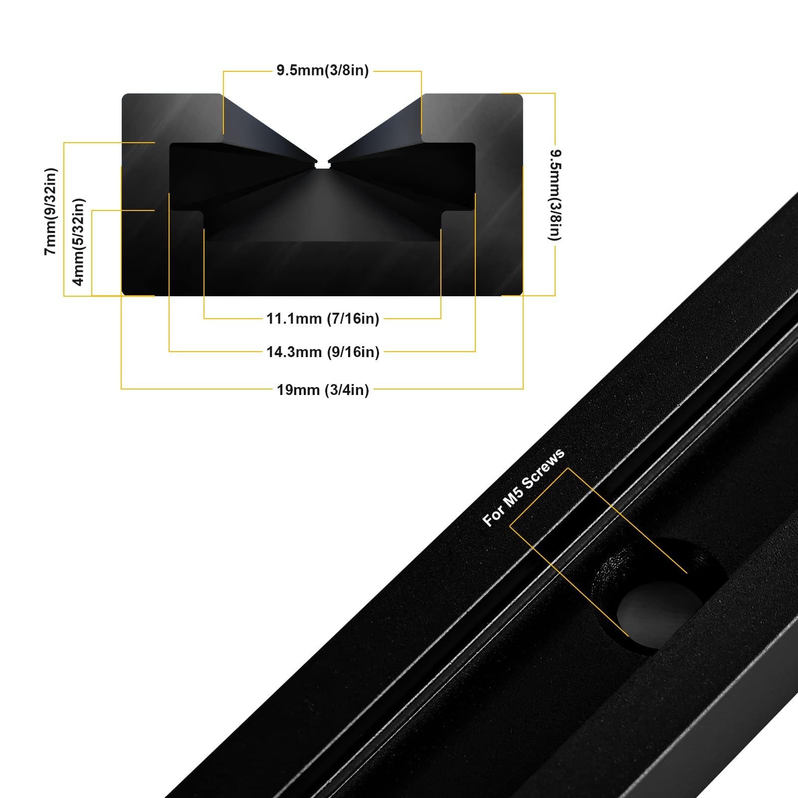 4 PCS 48 Inch Black Universal Aluminum DoubleCut TTrack Woodworking Jig