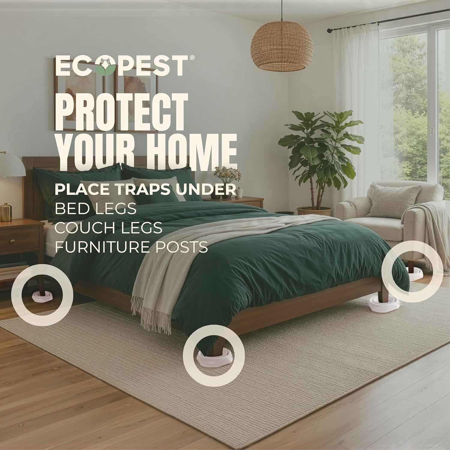 Bed Bug Interceptors – 8 Pack | Bed Bug Blocker (Pro) Interceptor Traps (White)