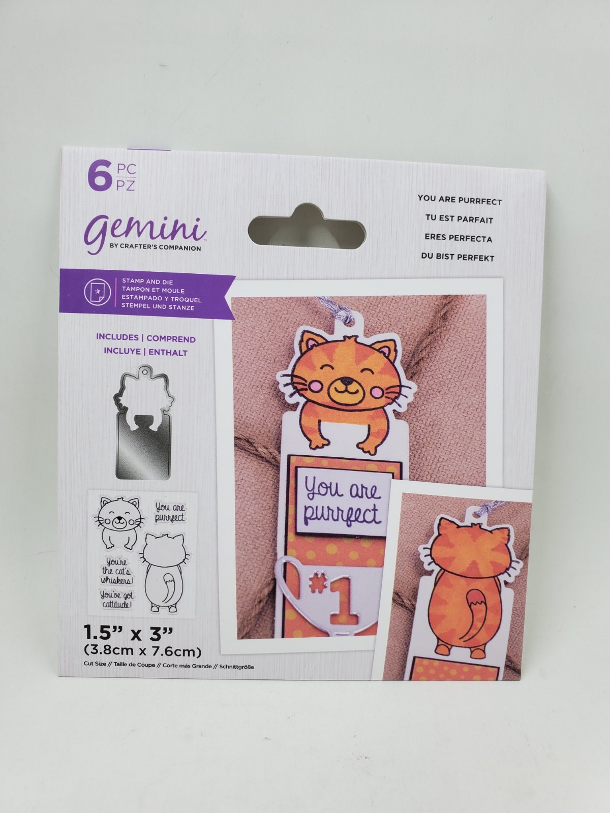 CSD2 Crafters Companion Gemini You Are Purrfect Cat Bookmark  stamp & dies