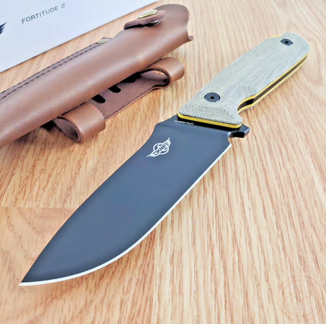 Oknife Fortitude 2 Fixed Knife 4" Black CPM S35VN Steel Blade Micarta/G10 Handle