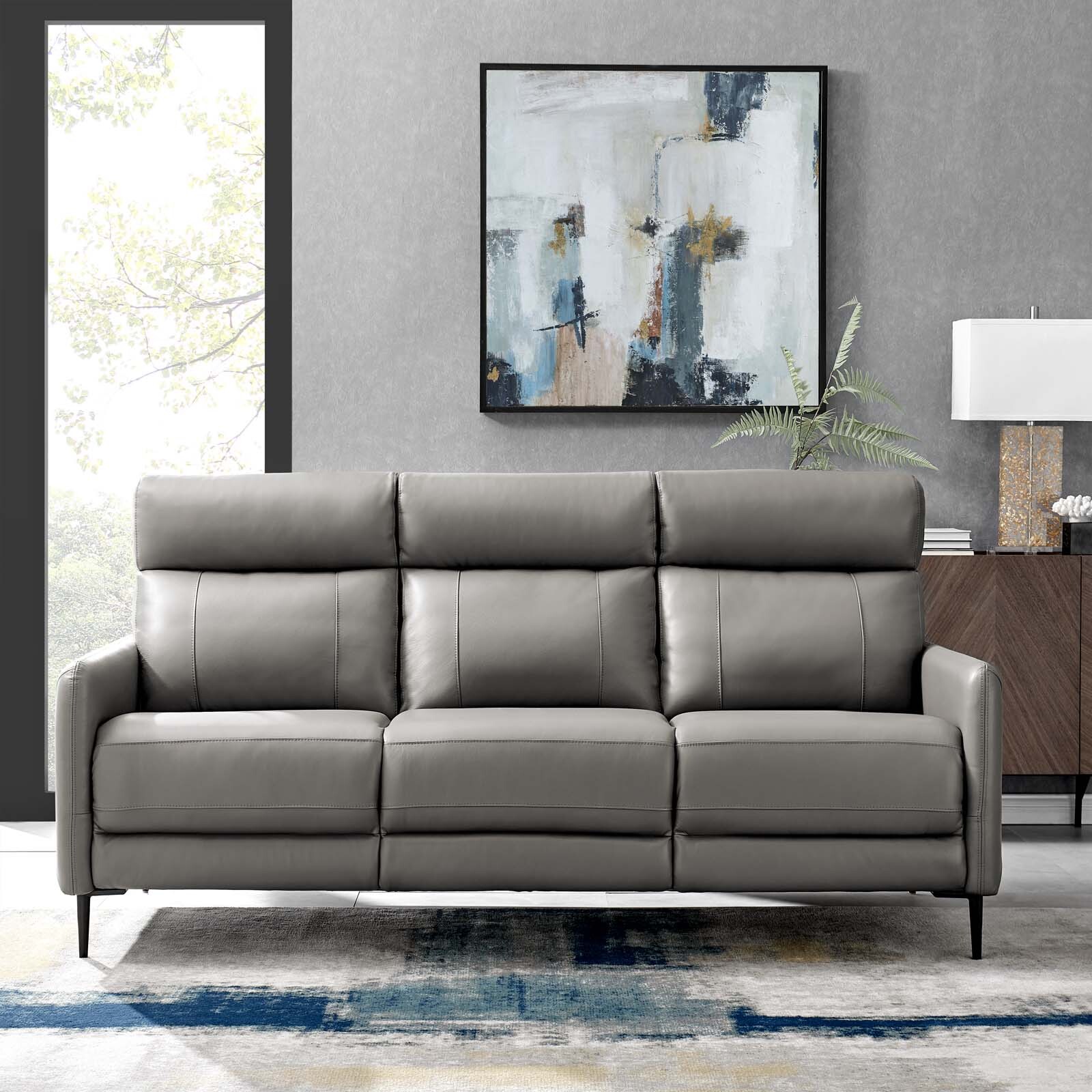 Modway Huxley Leather Sofa in Gray