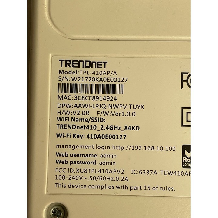 Trendnet Powerline TPL-410AP Wifi Access Point