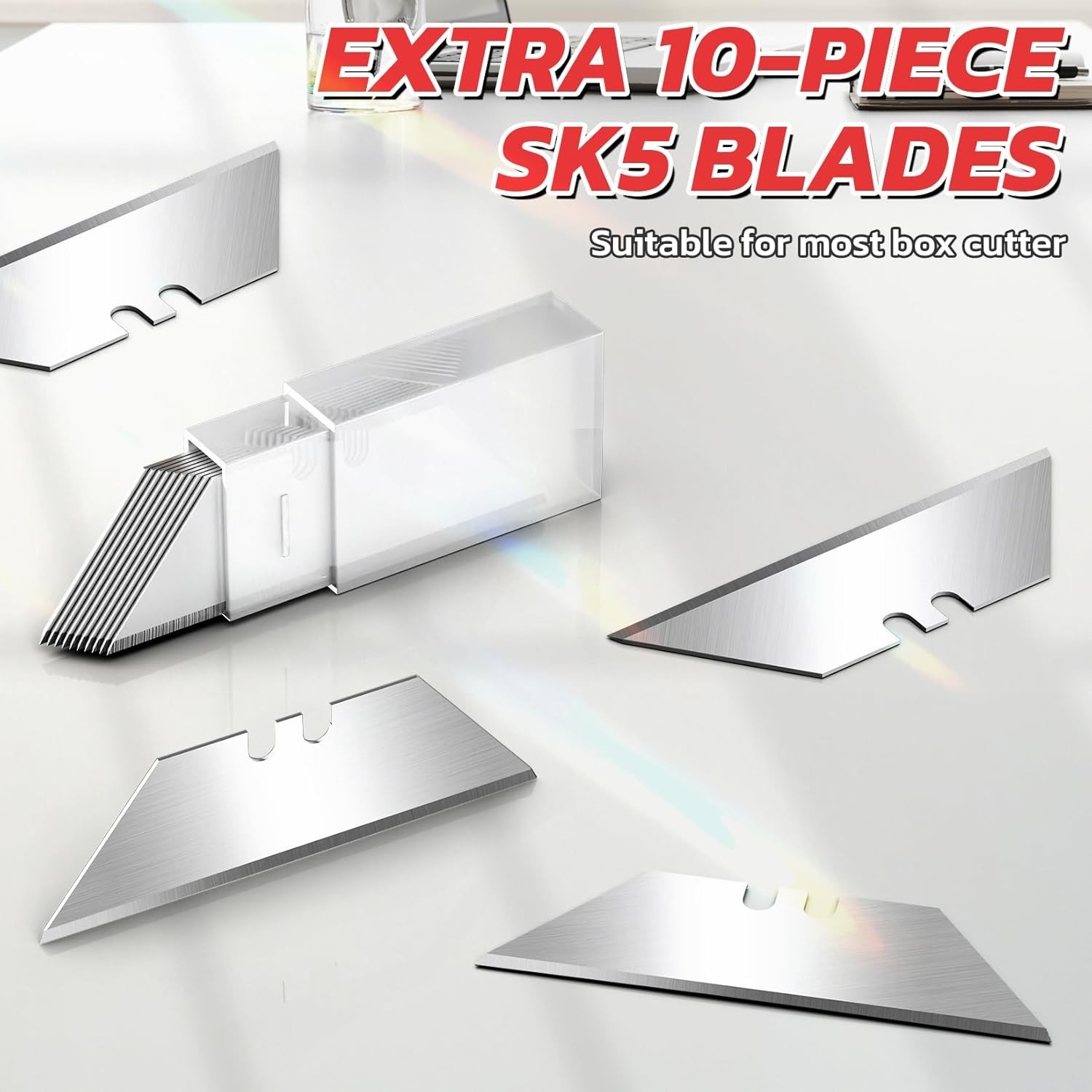 4 Pack Folding Utility Knife Box Cutter Razor Blade Set with 10 Extra Blades