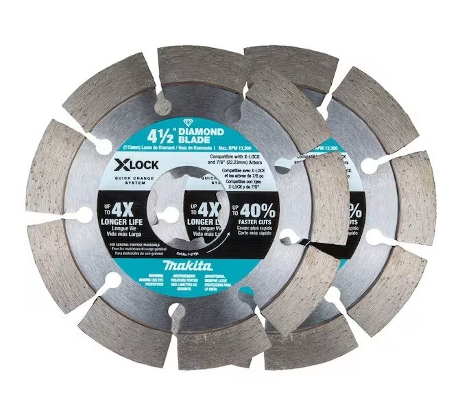 Makita X-LOCK 4-1/2 in. Segmented Diamond Blade for Masonry Cutting (2-Pack)
