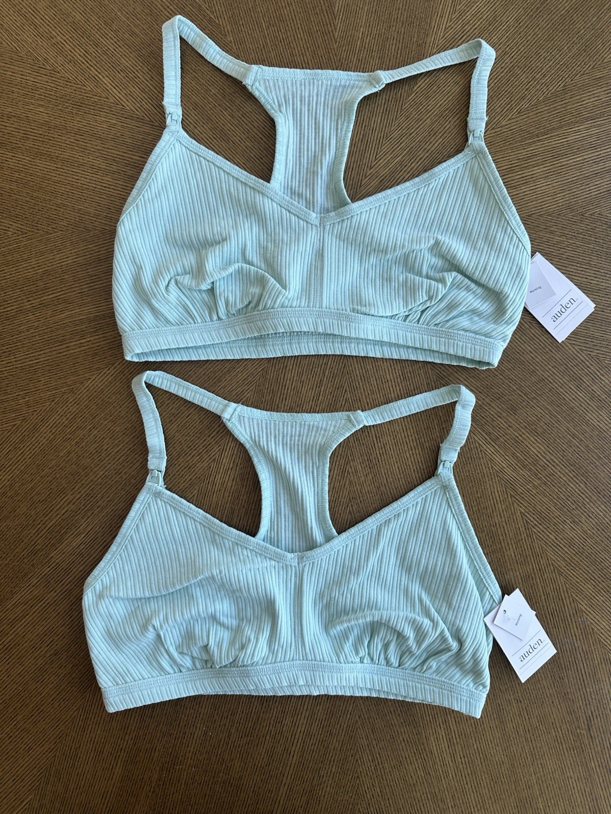 NEW (Set Of 2) Women’s Auden Green Blue Racerback Cotton Nursing Bra Size M