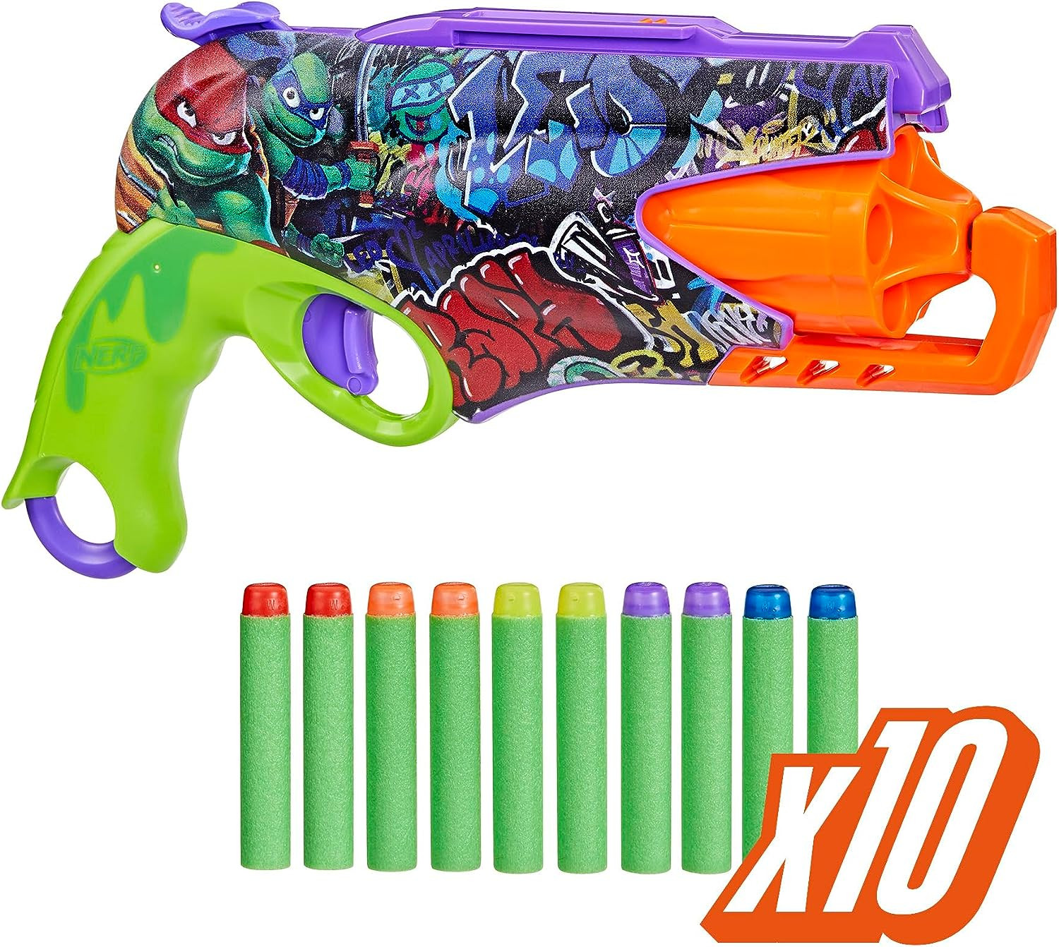 Teenage Mutant Ninja Turtles Blaster, 10 Elite Darts, Toy Foam Blasters, Ages 8