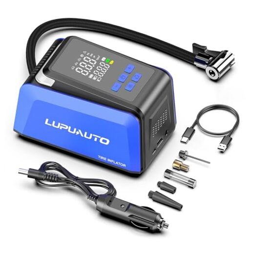 Tire Inflator Portable Air Compressor, 2X Faster Inflation Air Pump, 6000mAh