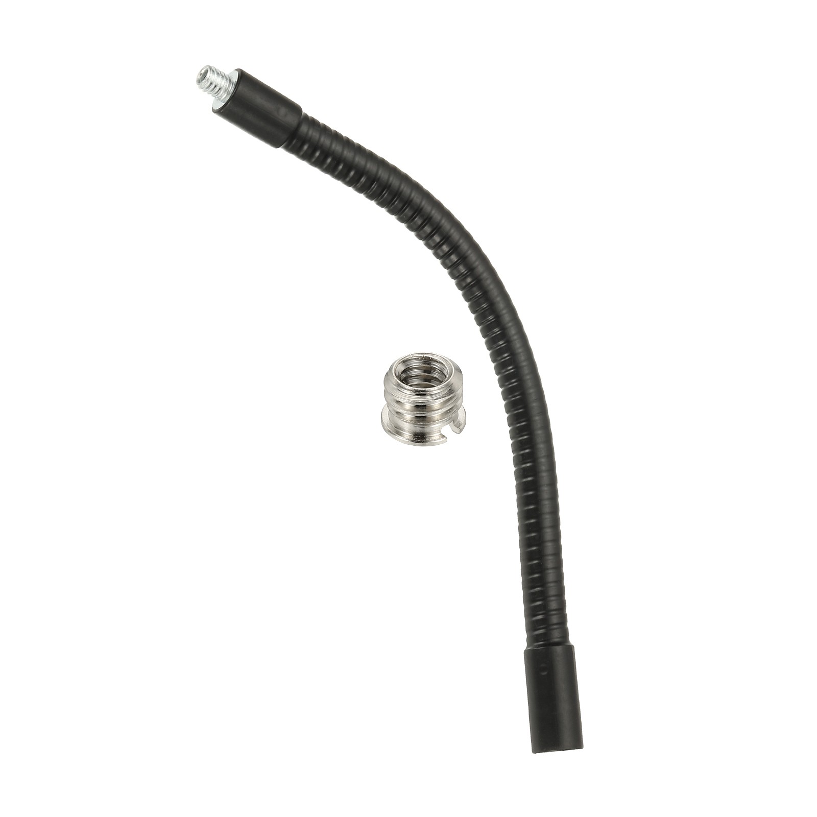 8" Gooseneck, 1/4"-20 Female to Male Thread with Reducing Screws, Black