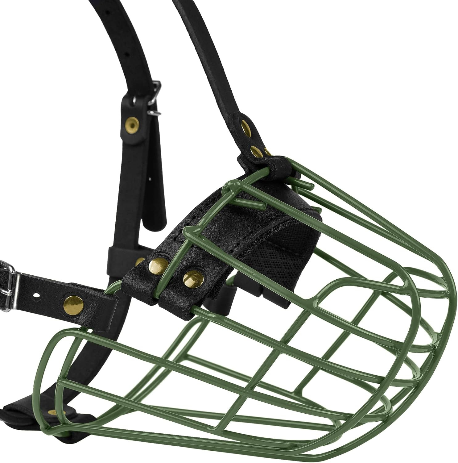 Pitbull Dog Muzzle Metal Mask Amstaff Secure Wire Basket Adjustable Durable Leat