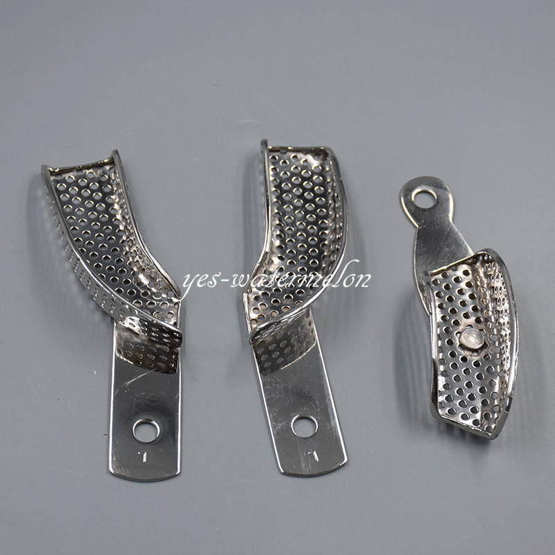 3 Pc/Set Dental Stainless Steel Autoclavable Partial Impression Trays Perforated