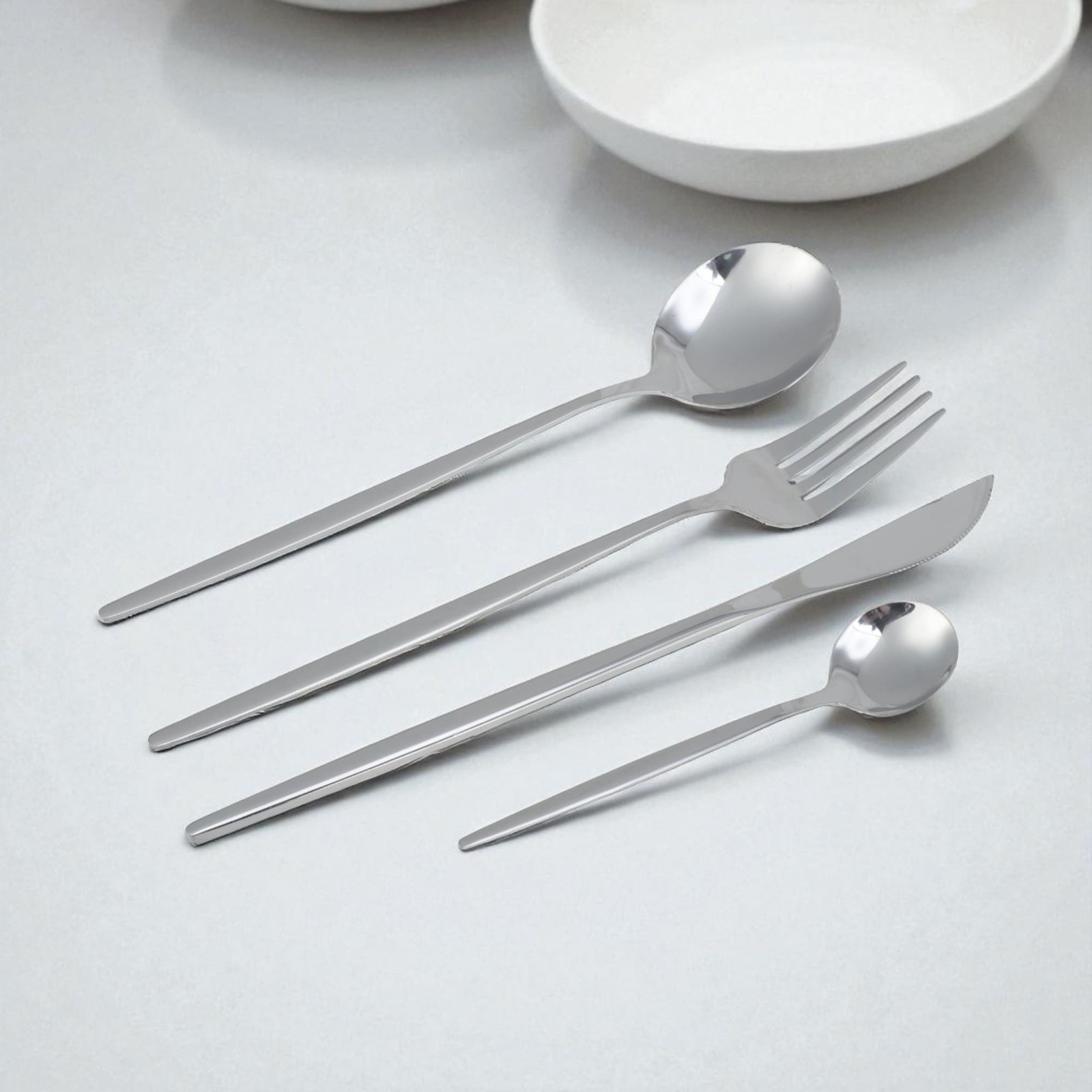 Flatware Set 410 Stainless Steel Dishwasher Safe 4-Piece Set - 23x5x5cm