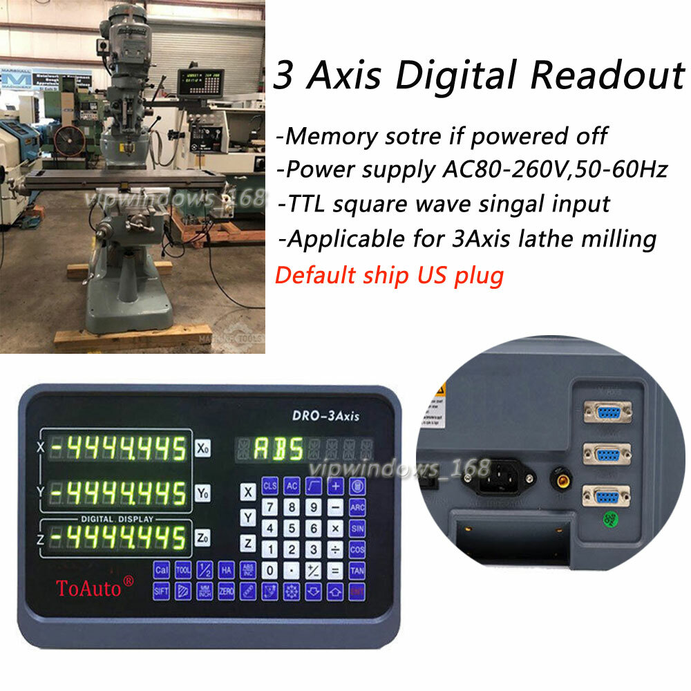 ToAuto 6" 12" 20" Linear Scale 3Axis Digital Readout DRO Display Kit for Mill