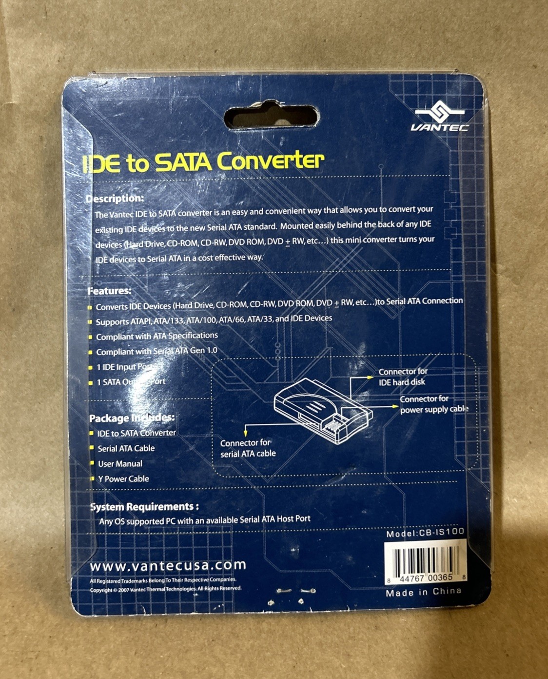 NIB Vantec IDE to SATA Converter Model CB-IS100