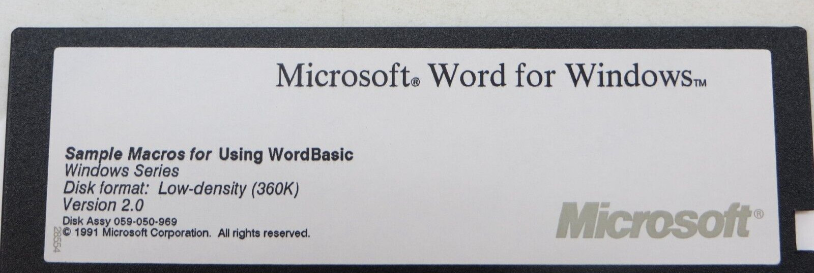 Microsoft Word for Windows Version 2.0 5.25" Floppy Disk Sample Macros WordBasic