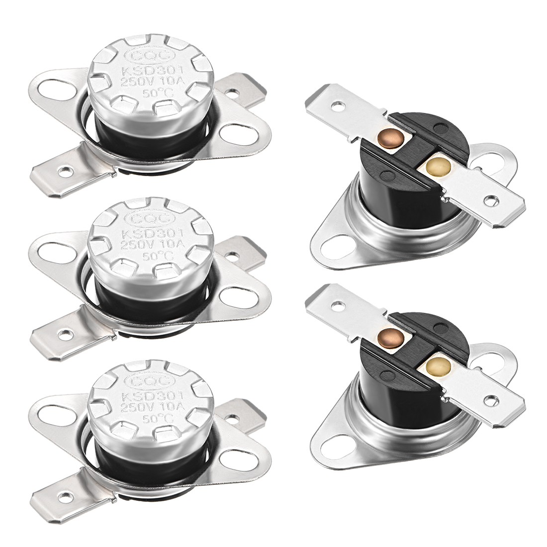 5 x Temperature Control Switch Thermostat 50°C 10A Normally Open 6.3mm Pin