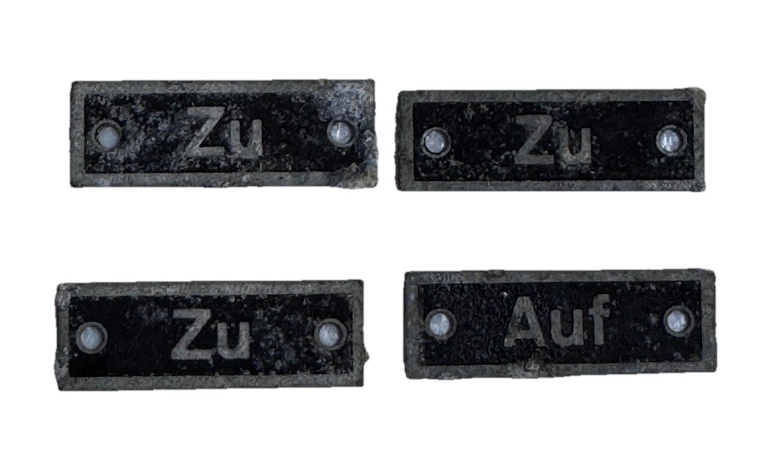 WW2 Era German Equipment ID Plates AUF-ZU On- Off Military Machinery