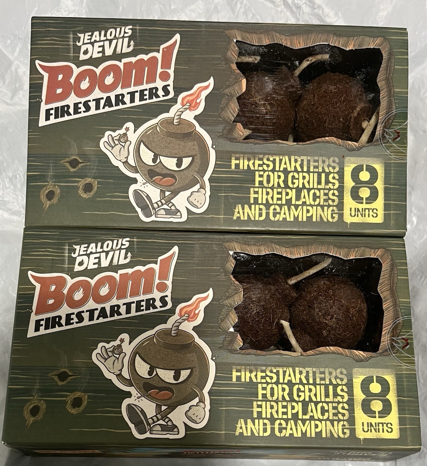 Jealous Devil Boom Firestarter For Grills Fireplaces And Camping 8-Pack X 2, New