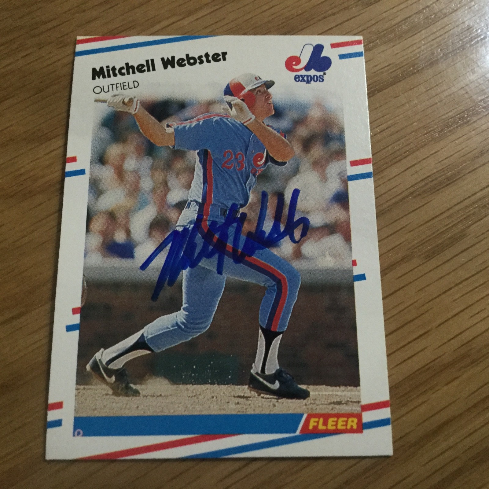 1988 Fleer Mitch Webster Autographed Baseball Card Montreal Expos # 199