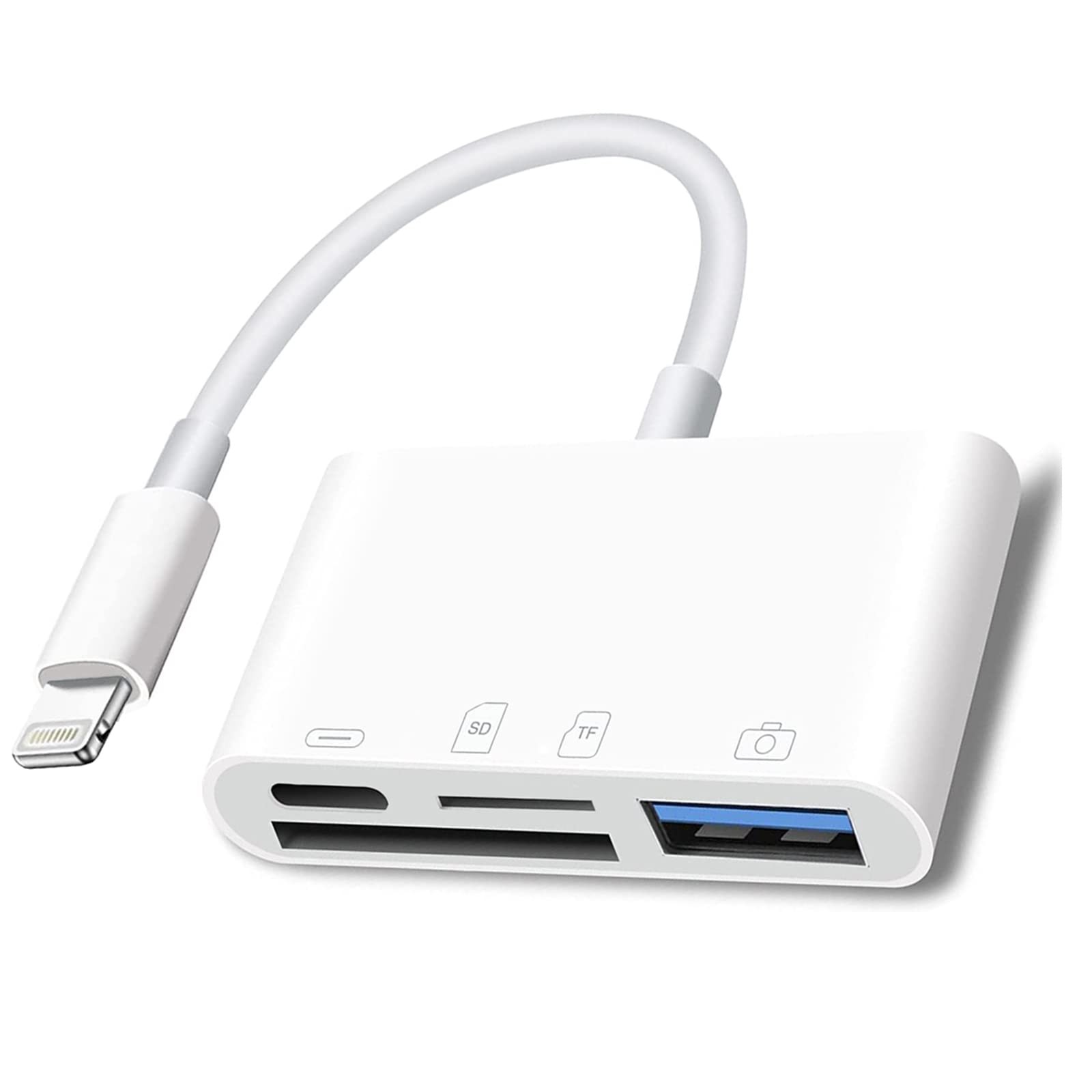Lightning to SD Card Reader - 4 in 1 Memory Adapter 4IN1 CARD, white