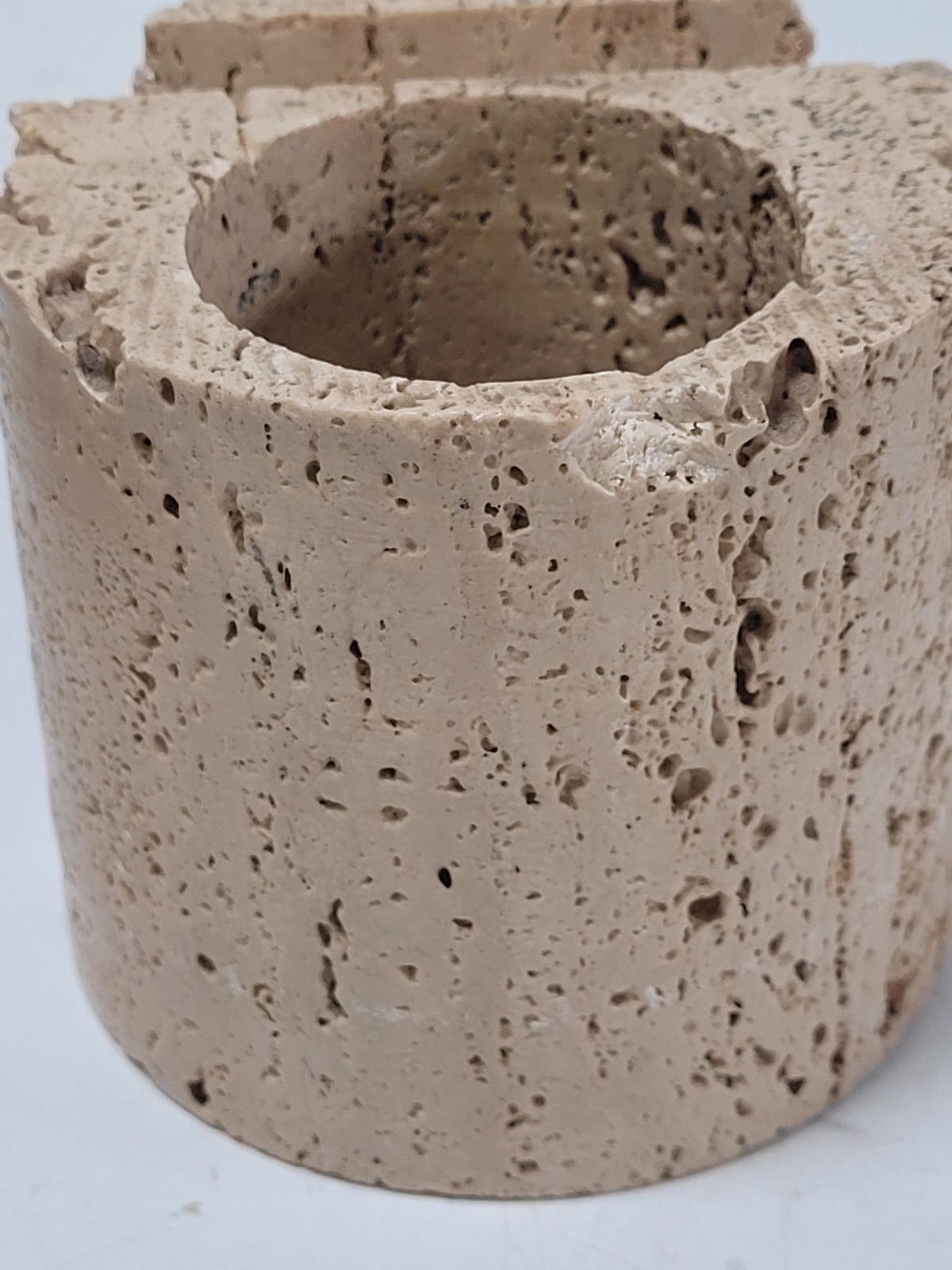 Travertine Cerri Nestore Lighter And Holder Made In Italy