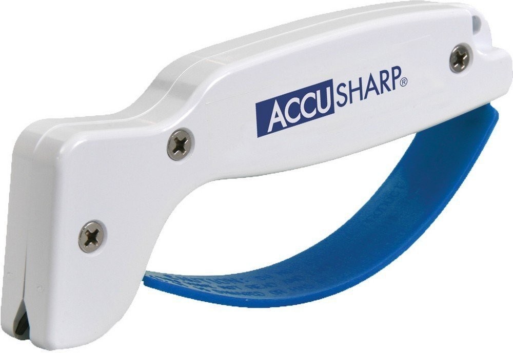 AccuSharp Ergonomic Knife Sharpener Large Finger Guard White Handle 1