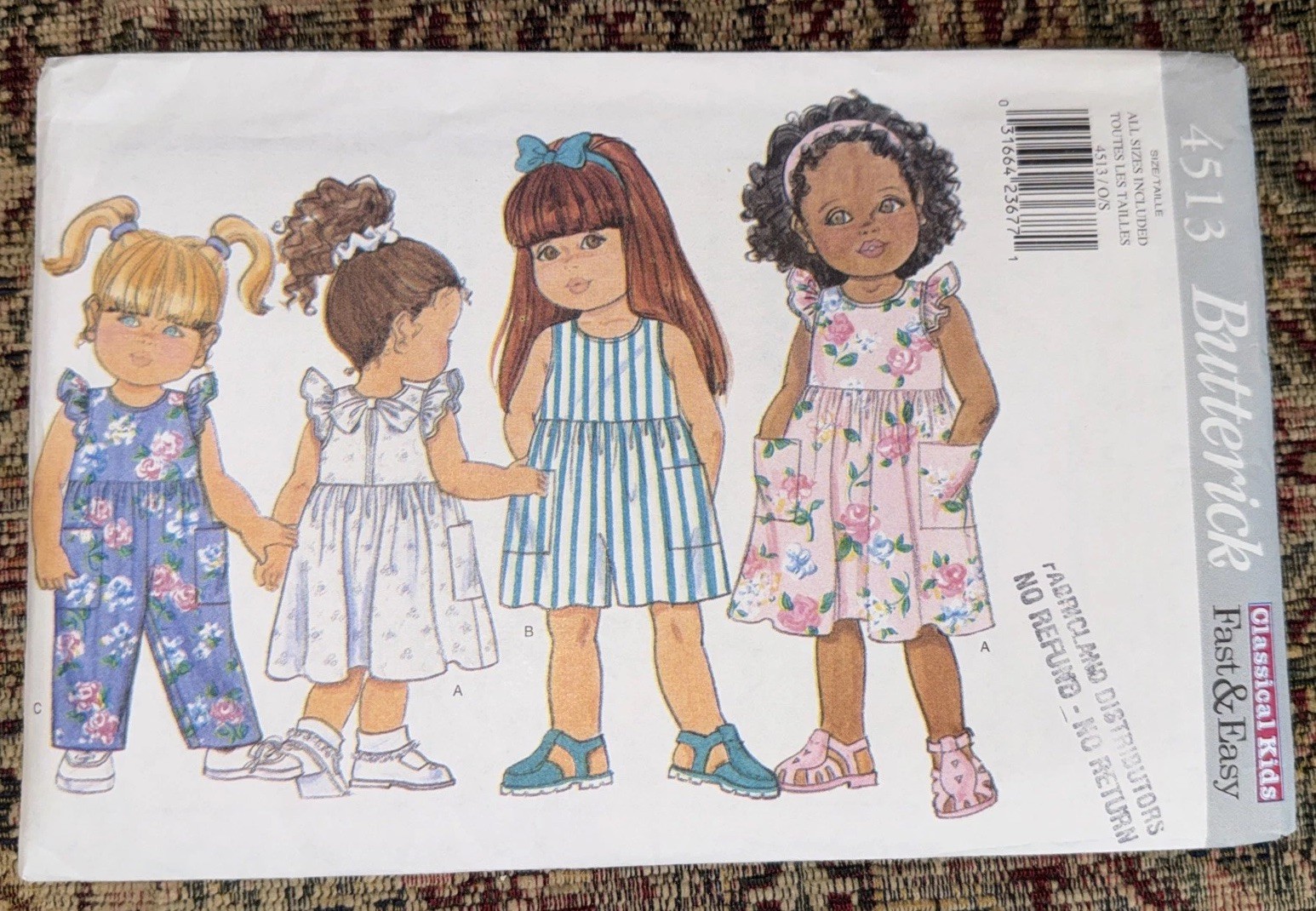 Butterrick Busybodies pattern 4513 Toddler dress Romper Jumpsuit uncut 1-2-3-4
