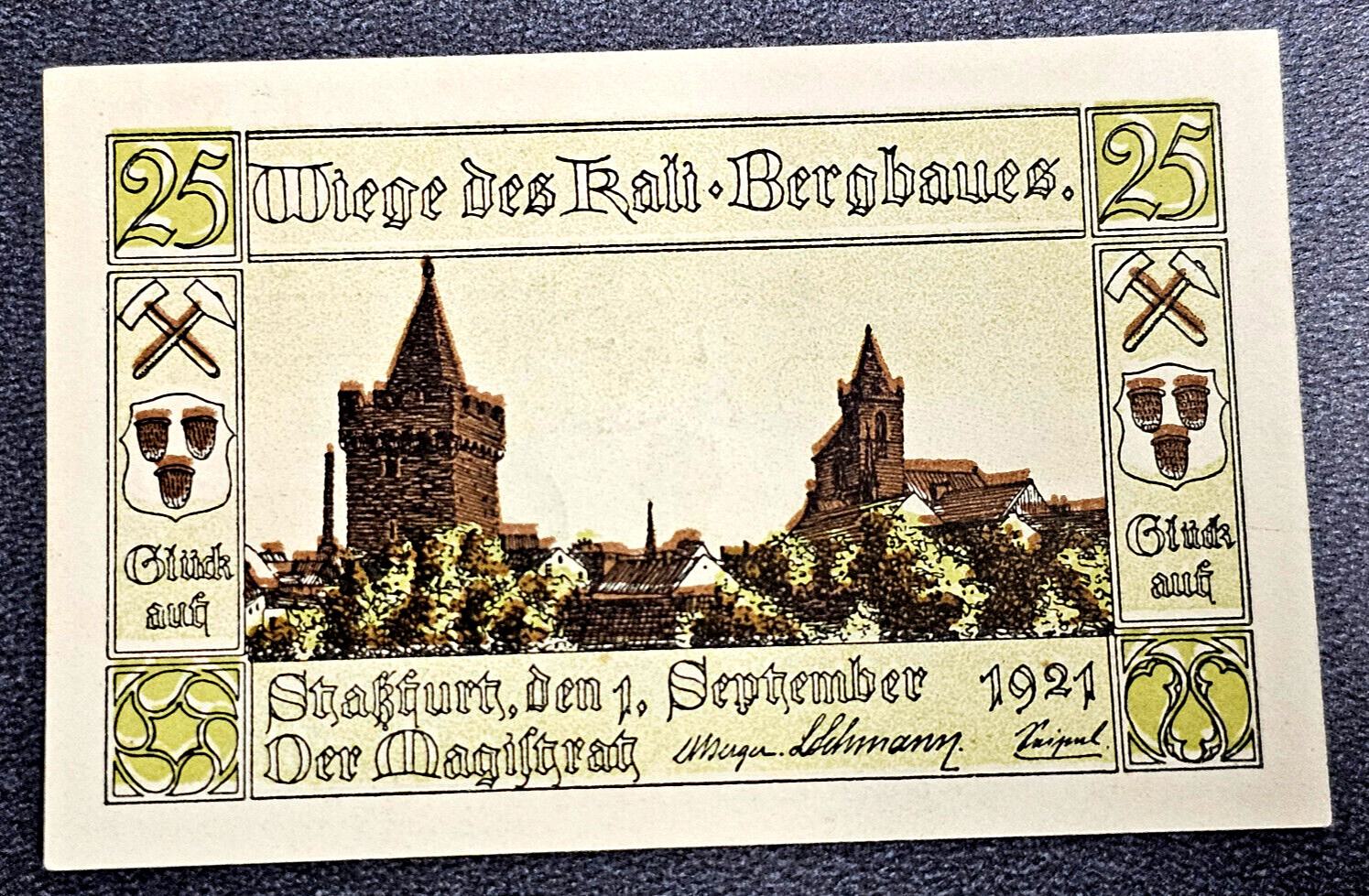 STASSFURT NOTGELD 25 PFENNIG 1921 EMERGENCY MONEY GERMANY BANKNOTE (33982)