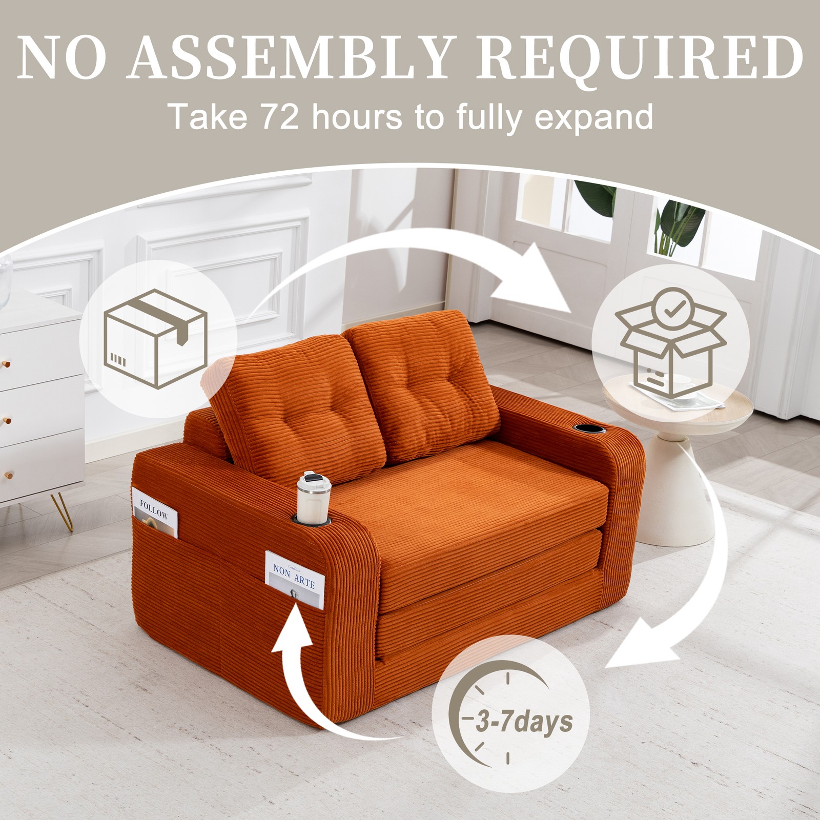 Convertible Sofa Bed,Expandable double Sofa Bed,2 in 1 Convertible Sofa Bed,F