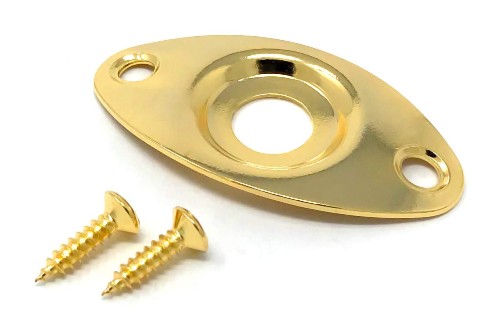 Gold Oval Jack Plate for Guitar and Bass with Screws Metal Indented Curved Fo...