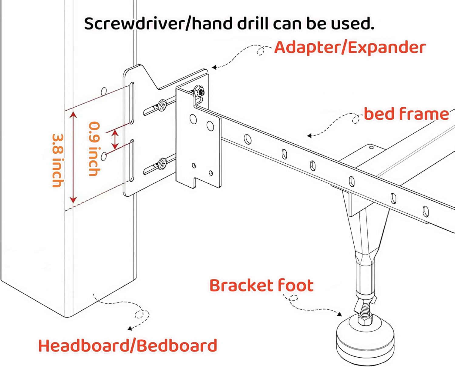 2 PCS Bed Frame Brackets Adapter Kit Fits Bed Frame Adapter Bracket,Replace Head