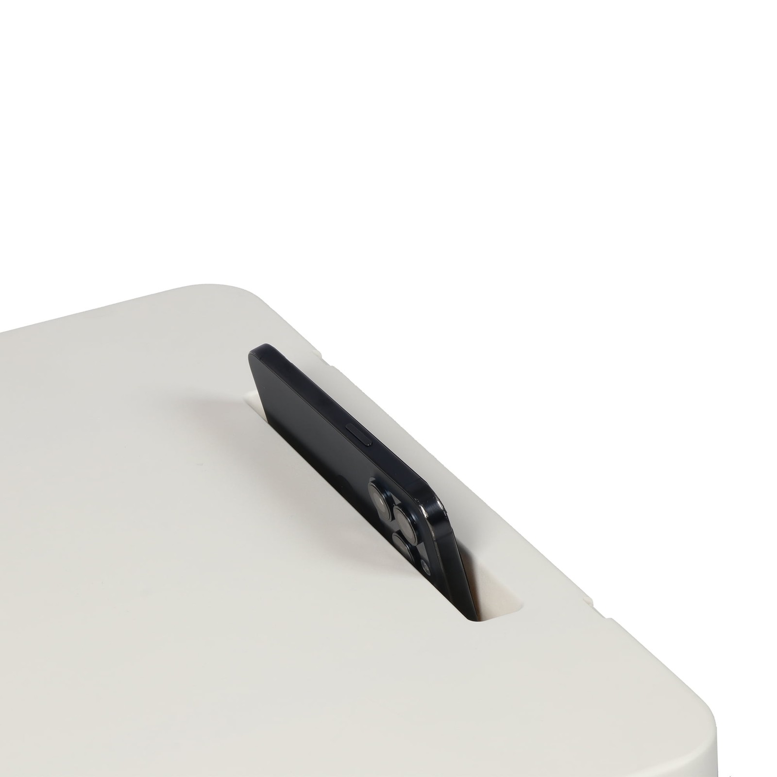 White Folding Beach Table with Hard Top Surface