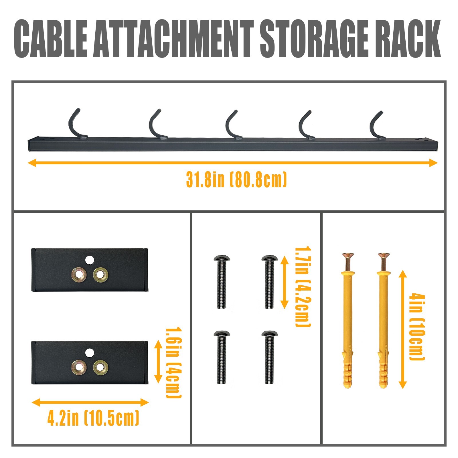 Wall Mounted Lat Pull Down Bar Organizer with Hooks Storage Rack F Lat Pulldown